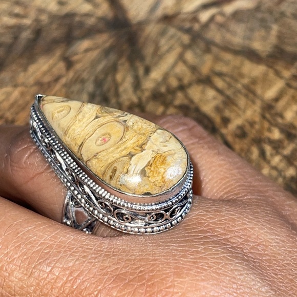 Landscape Picture Jasper Ring Size 8 - Picture 7 of 9